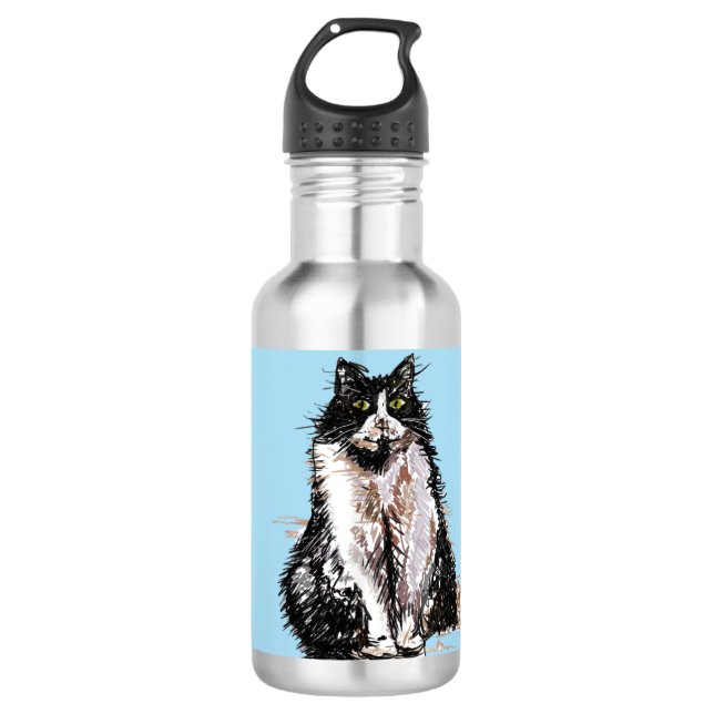 Tuxedo Katzen Kinder Girls Blue Water Flasche Edelstahlflasche (Vorderseite)
