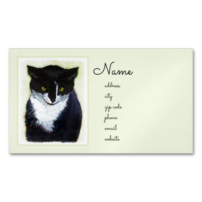 Tuxedo-Katzen-Malerei - niedliche ursprüngliche Magnetische Visitenkarte (Vorderseite)