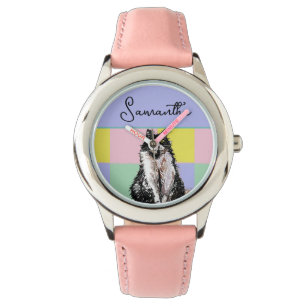Tuxedo Katzen Niedlich Katzen Schwarz-weiß Pastell Armbanduhr