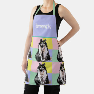 Tuxedo Katzen Niedlich Katzen Schwarz-weiß Pastell Schürze