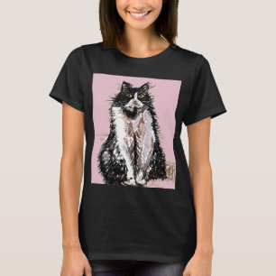 Tuxedo Katzen niedlich Schwarze und Weiße Haustier T-Shirt