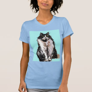 Tuxedo Katzen niedlich Schwarze und Weiße Haustier T-Shirt