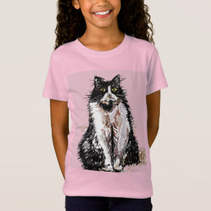 Tuxedo Katzen niedlich Schwarze und Weiße Mädchen T-Shirt