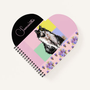 Tuxedo Katzen Pastellfarbene, rosa Mädchen Notizbuch
