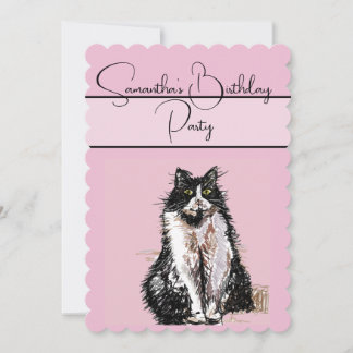 Tuxedo Katzen Rosa Geburtstagsparty Einladung
