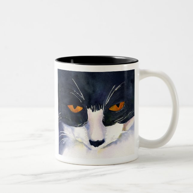 Tuxedo-Katzen-Tasse Zweifarbige Tasse (Rechts)