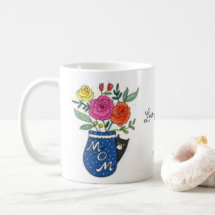 Tuxedo-Katzenliebhaber-Mutter-Blumen-Personalisier Kaffeetasse