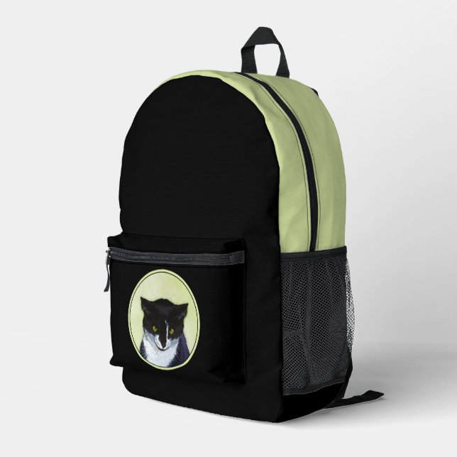 Tuxedo Katzenmalerei - Niedliche Originalkatzenart Bedruckter Rucksack (Rückseitige Ecke Rechts)