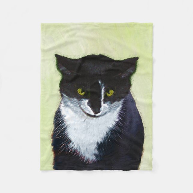 Tuxedo Katzenmalerei - Niedliche Originalkatzenart Fleecedecke (Vorderseite)