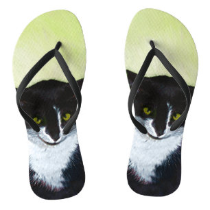Tuxedo Katzenmalerei - Niedliche Originalkatzenart Flip Flops