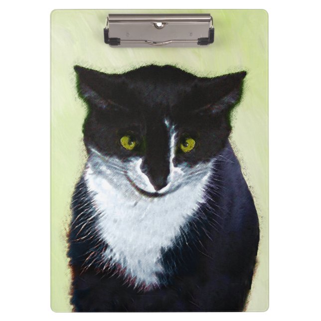 Tuxedo Katzenmalerei - Niedliche Originalkatzenart Klemmbrett (Vorderseite)