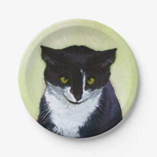 Tuxedo Katzenmalerei - Niedliche Originalkatzenart Pappteller