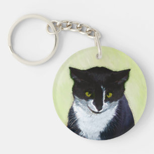 Tuxedo Katzenmalerei - Niedliche Originalkatzenart Schlüsselanhänger