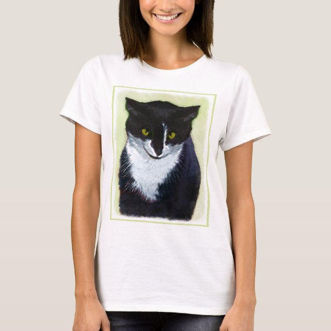 Tuxedo Katzenmalerei - Niedliche Originalkatzenart T-Shirt (Vorderseite)