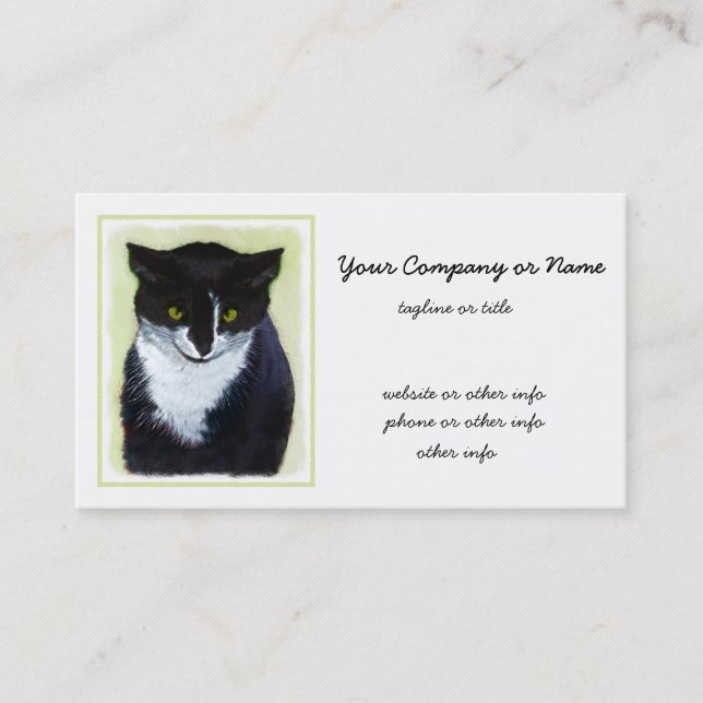 Tuxedo Katzenmalerei - Niedliche Originalkatzenart Visitenkarte (Vorderseite)