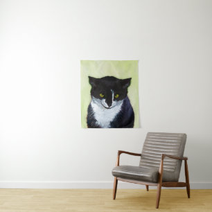 Tuxedo Katzenmalerei - Niedliche Originalkatzenart Wandteppich
