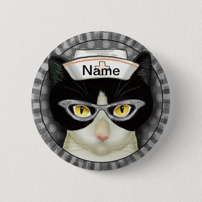Tuxedo Katzenschwester Button (Vorderseite)
