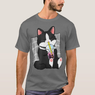 Tuxedo Kawaii Neko Kat Boba Bubble Milk Teezeremon T-Shirt