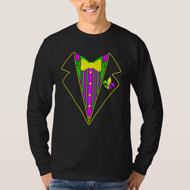 Tuxedo Mardi Gras Funny Carnival Festival Party Co T-Shirt (Vorderseite)