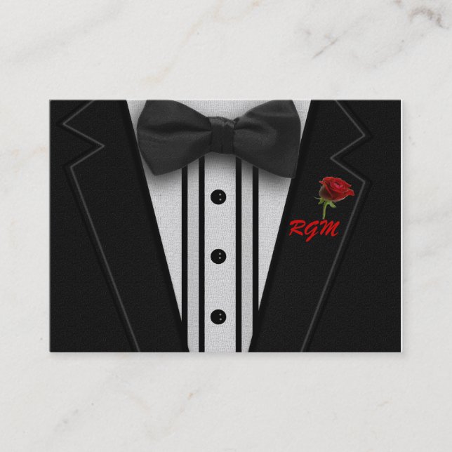 Tuxedo mit Bogen-Krawatten-Monogramm Visitenkarte (Vorderseite)