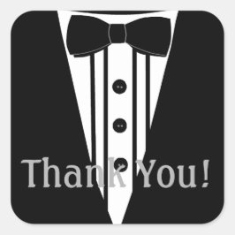 Tuxedo mit Bow Krawatte Danke Quadratischer Aufkleber