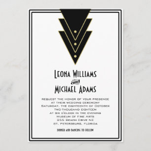 Tuxedo Modernes Art Deco Einladung