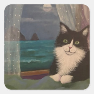 Tuxedo Moon Quadratischer Aufkleber