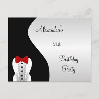 Tuxedo Red Krawatte 21. Geburtstag Party Black & S Einladung