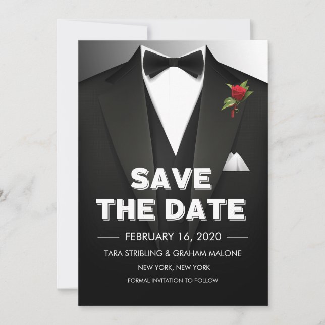 Tuxedo Save the Date Einladung (Vorderseite)