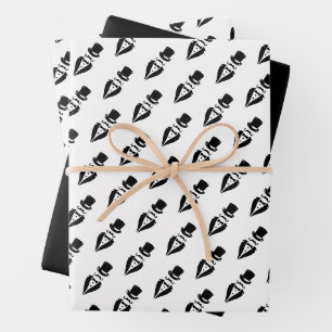 Tuxedo-Schnurrbart-Hochzeit im Zylinder Geschenkpapier Set