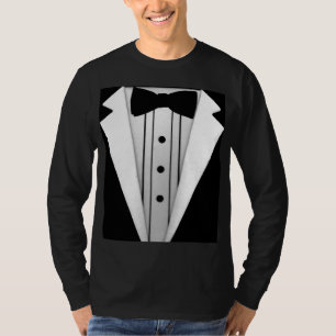 Tuxedo-Schwarz-Bogen-Krawatte formal T-Shirt