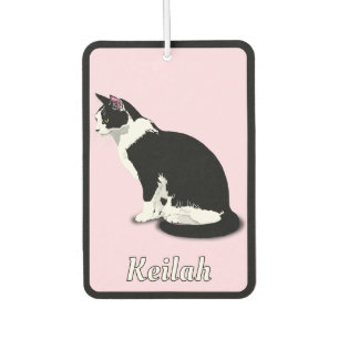 Tuxedo Schwarz-Weiß-Katze Personalisiert Autolufterfrischer