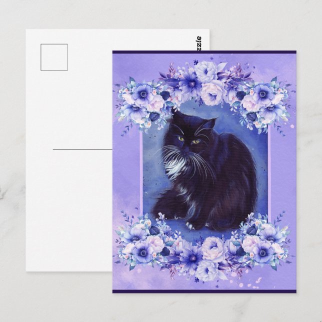 Tuxedo, Schwarz-Weiß-Katzenkunst von Renee Lavoie Postkarte (Vorne/Hinten)