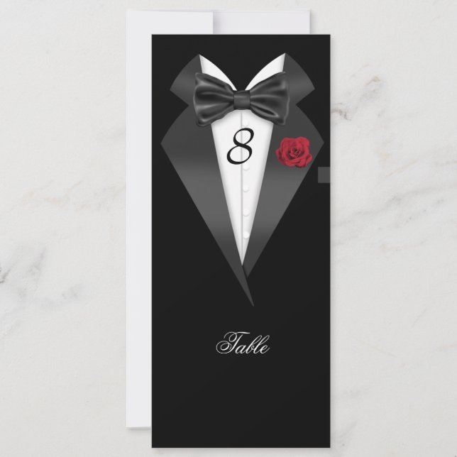 Tuxedo Schwarze Tischnummer Sitzgelegenheit Platzk (Vorderseite)