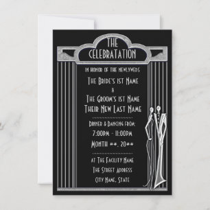 Tuxedo - Schwarze und silberne Hochzeitsfeier - Einladung