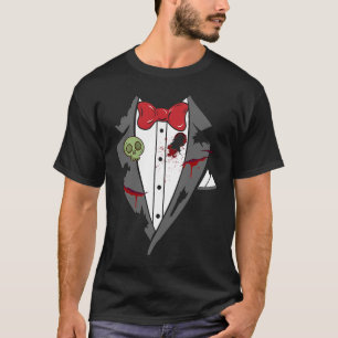 Tuxedo Spooky Halloween Kostümbow Krawatte T-Shirt
