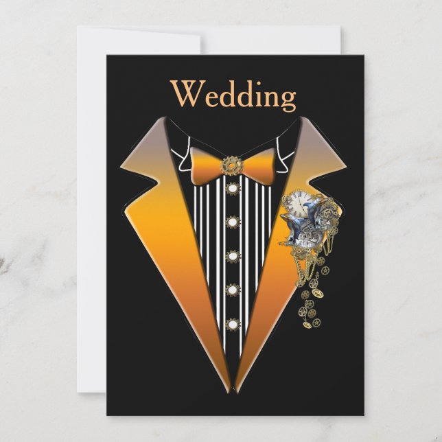 Tuxedo-Steampunk-Hochzeitsdesign Einladung (Vorderseite)