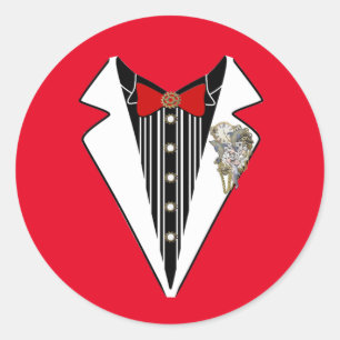 Tuxedo-Steampunk Wedding Runder Aufkleber