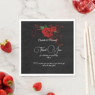 Tuxedo Suite & Bride Silhouette Wedding Serviette