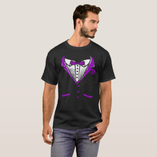 Tuxedo T - Shirt mit Lila Bow-Krawatte