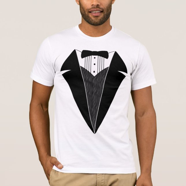 Tuxedo-T - Shirt, weiß mit schwarzem Bowtie T-Shirt (Vorderseite)