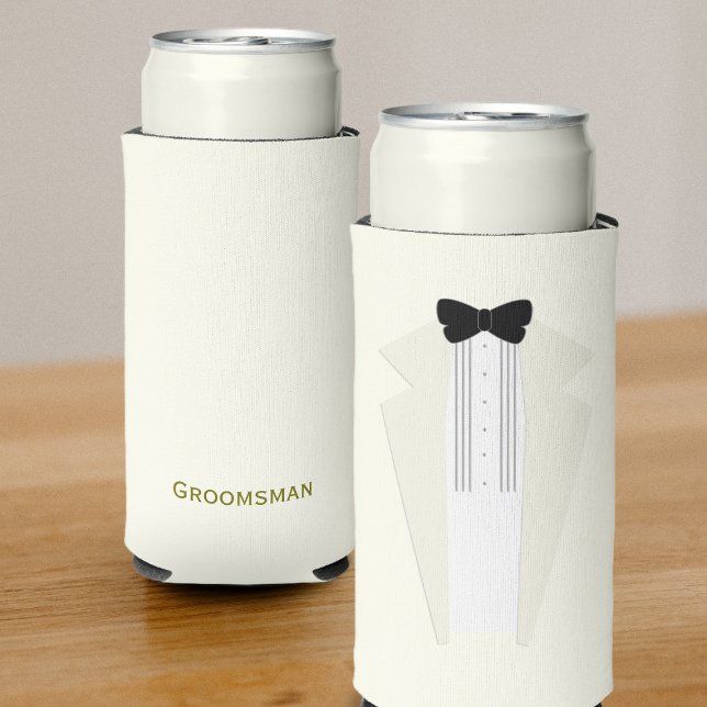 Tuxedo Trauzeugen Wedding Can Cooler Selters Dosenkühler (A fancy tuxedo can cooler for any member of your wedding party)