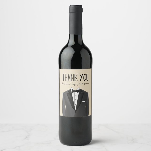 Tuxedo Vielen Dank Trauzeuge Label Weinetikett (Vorderseite)