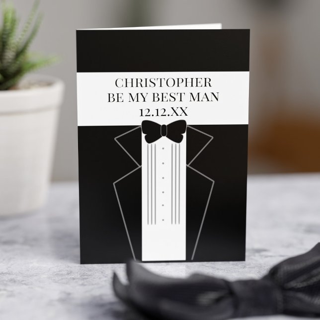 Tuxedo Wedding Be My Trauzeuge Trauzeuge Card Einladung (Ask your best mate to be your Best Man with this card (or Groomsman - just change the text))