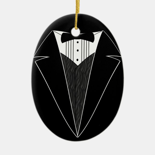 Tuxedo Wedding Personalisierte Weihnachtsfeier Keramikornament (Vorne)