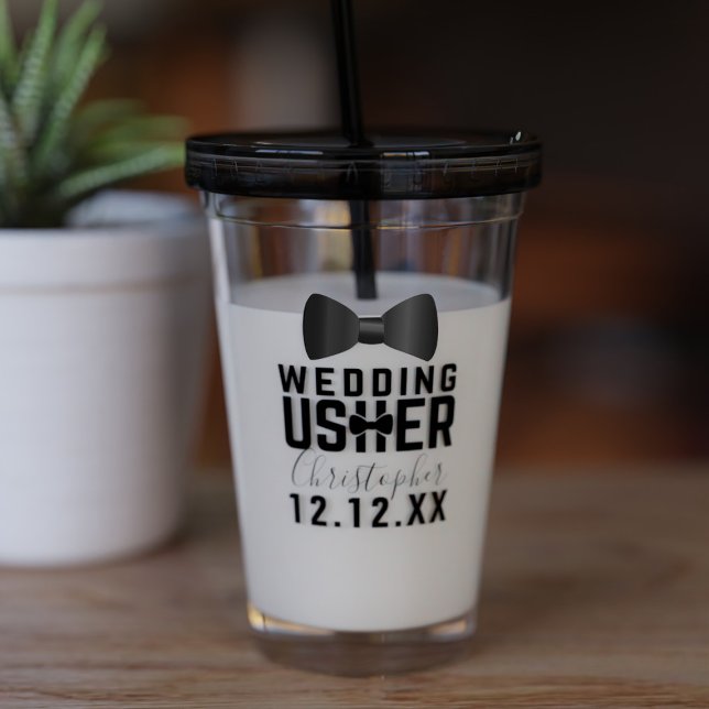 Tuxedo Wedding Usher Brautparty Tumbler Acryltrinkbecher (Just add your wedding usher's name and your wedding date. Makes a lovely gift )