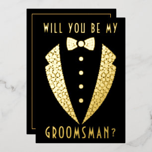 Tuxedo Willst du mein Trauzeuge sein Echtgold Folieneinladung