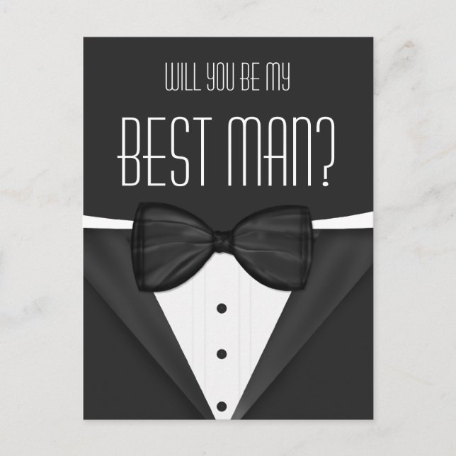 Tuxedo wirst du mein Trauzeuge sein Postkarte für  (Vorderseite)