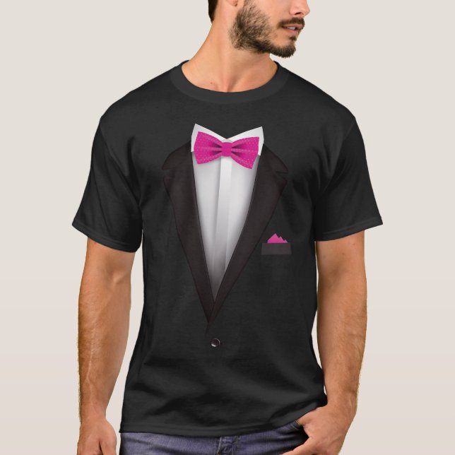 Tuxedo  with Pink Bowtie For Weddings T-Shirt (Vorderseite)