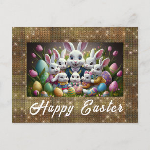 *~* TV1 Frohe Ostern Osterhase Blumen Eier Postkar Einladungspostkarte